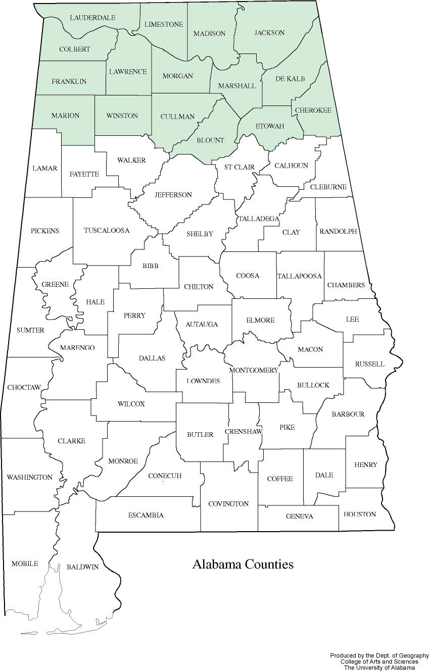 New OC Specialist Position - N AL Counties Map